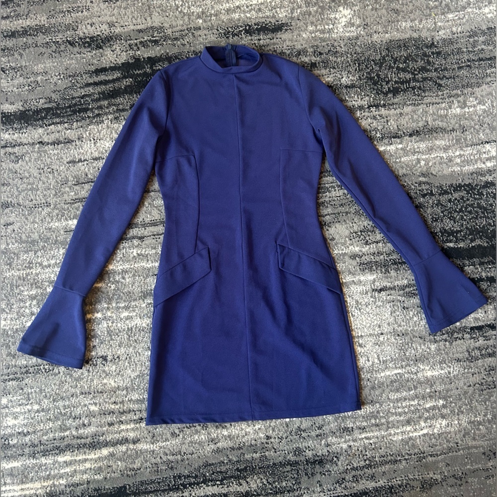 AMAZON Long Bell Sleeve High Neck Mini Dress